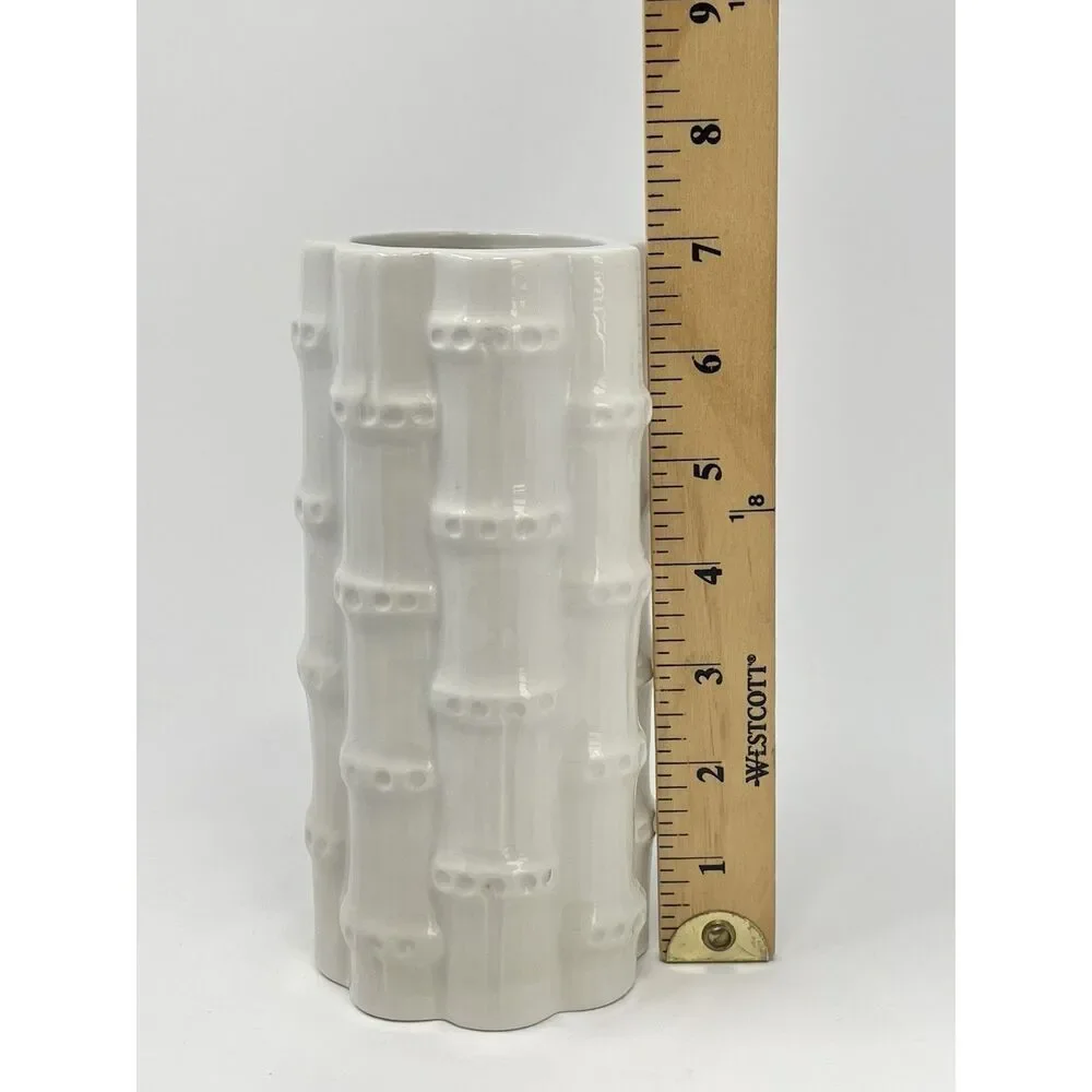 Vintage Rubel Midamerica White Blanc Ceramic Bamboo Vase 7” Made In Portugal